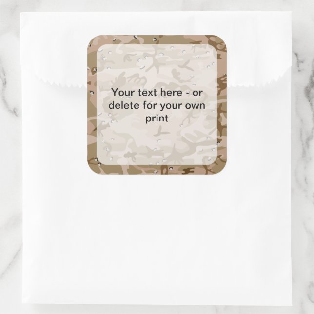 Pegatina Cuadrada Canales de camuflaje del desierto, militares, ejér (Bolso)