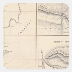 Pegatina Cuadrada Canales inclinados de Río Paraguay, Río Paraná 