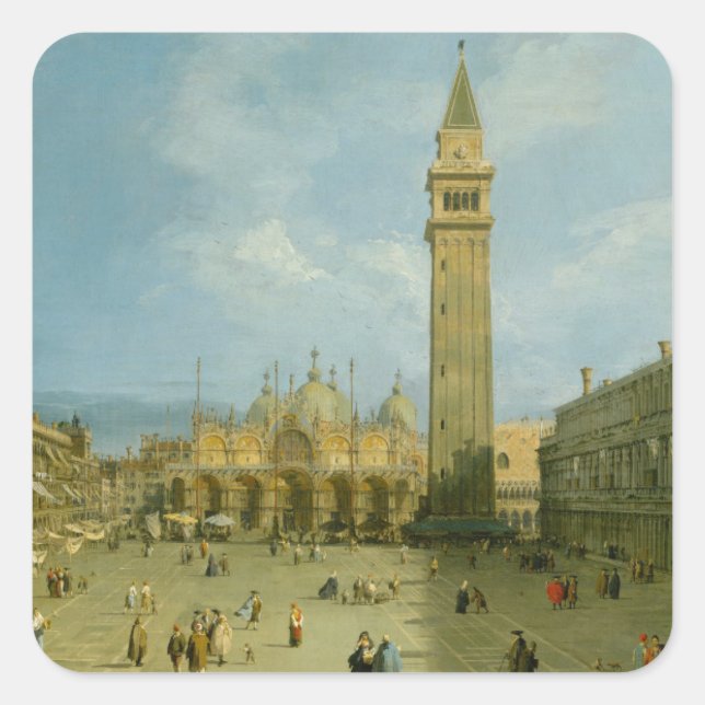 Pegatina Cuadrada Canaletto | Piazza San Marco (Anverso)