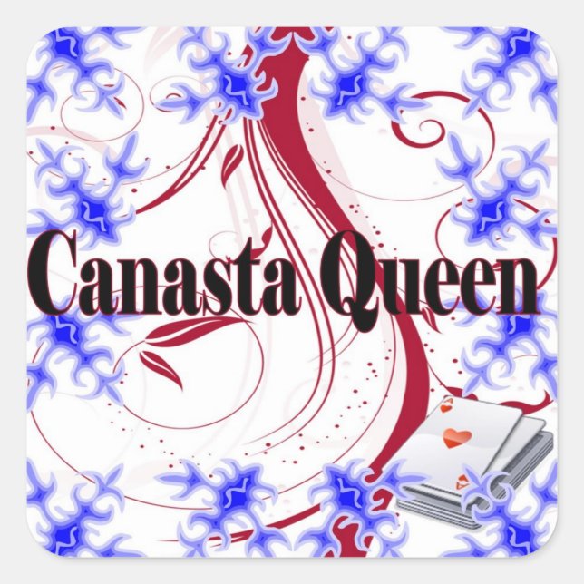 Pegatina Cuadrada Canasta Queen (Anverso)