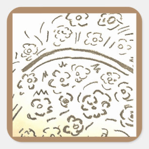 Pegatina Cuadrada Canasta Sepia con mango