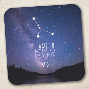 Pegatina Cuadrada Cáncer   Constelación zodiaca personalizada