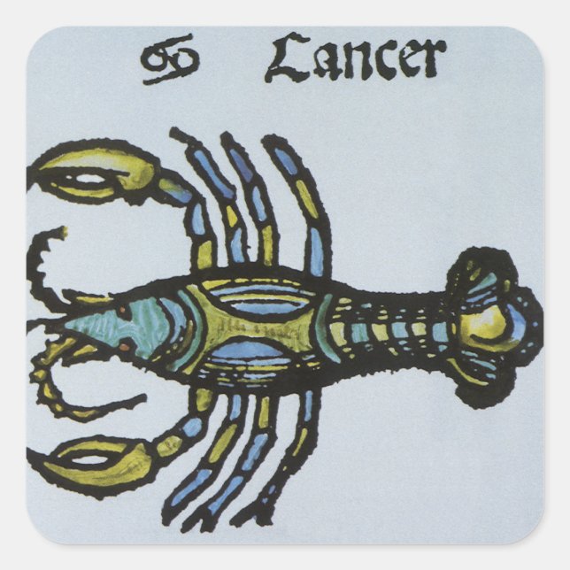 Pegatina Cuadrada Cáncer de cangrejo, Rótulo ventilado del zodiaco (Anverso)
