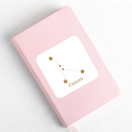 Pegatina Cuadrada Cáncer de oro de Rótulo Zodiaco moderno | Agua de