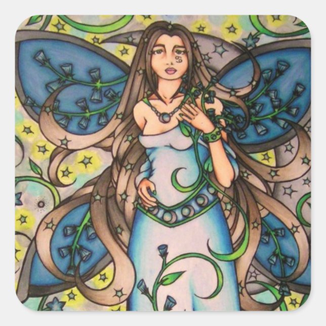 Pegatina Cuadrada Cáncer MoonChild Fairy Goddess (Anverso)