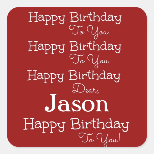 Pegatina Cuadrada Canciones Red Happy Birday Song Pegatinas (Anverso)