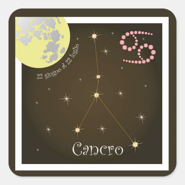 Pegatina Cuadrada Cancro 22 al de 22 pegatinas giugno luglio (Anverso)