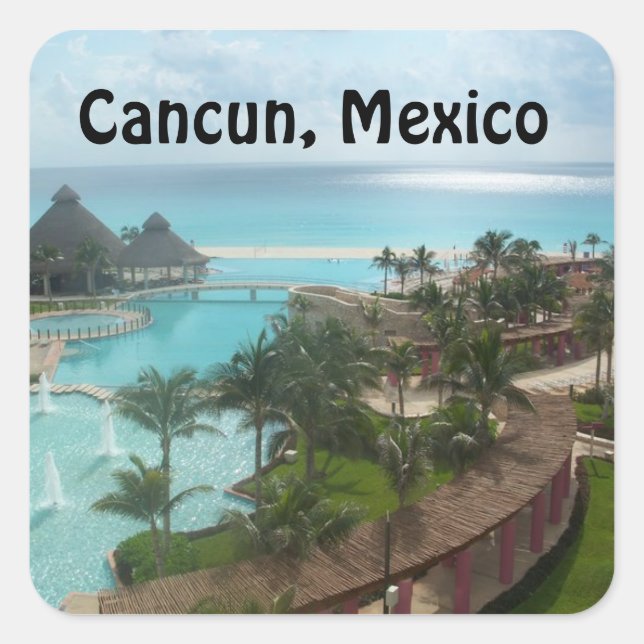 Pegatina Cuadrada Cancún México (Anverso)