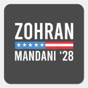 Pegatina Cuadrada Candidato a alcalde de NYC Zohran Mamdani bandera