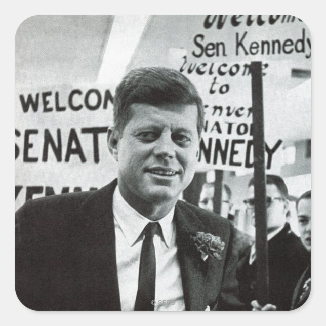 Pegatina Cuadrada Candidato Kennedy (Anverso)