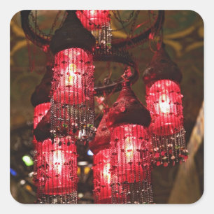 Pegatina Cuadrada Candil para la venta, Khan el Khalili Bazaar,
