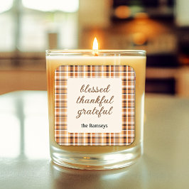 Pegatina Cuadrada Candle Sticker 3-in || blessed thankful grateful