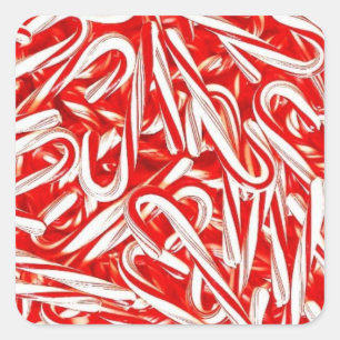 Pegatina Cuadrada Candy Cane Christmas Stickers