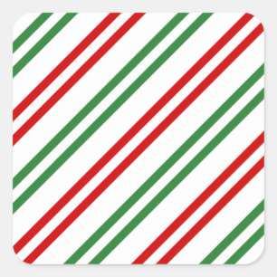 Pegatina Cuadrada Candy Cane Navidades Strips Red Green