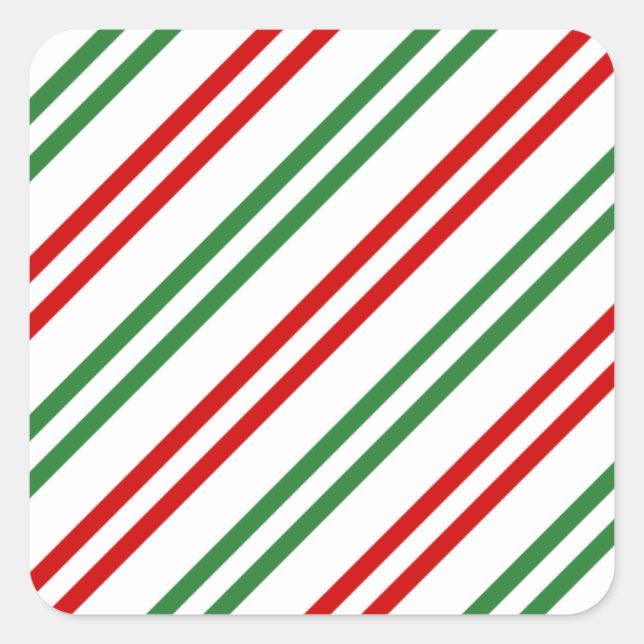 Pegatina Cuadrada Candy Cane Navidades Strips Red Green (Anverso)