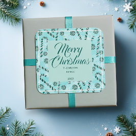 Pegatina Cuadrada Candy Cane Peppermint