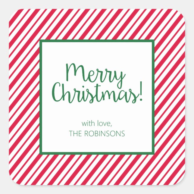 Pegatina Cuadrada Candy Cane Strike (Anverso)