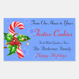 Pegatina Cuadrada Candy Cane y Holly Holiday Food