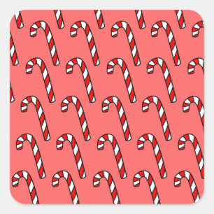Pegatina Cuadrada Candy Canes