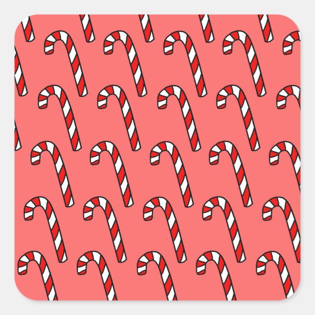Pegatina Cuadrada Candy Canes (Anverso)