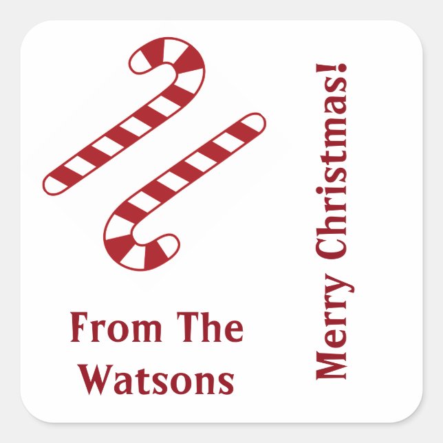 Pegatina Cuadrada Candy Canes Christmas Stickers (Anverso)