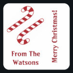 Pegatina Cuadrada Candy Canes Christmas Stickers<br><div class="desc">Personaliza a estos encantadores pegatinas para hacer regalos aún más divertidos!</div>