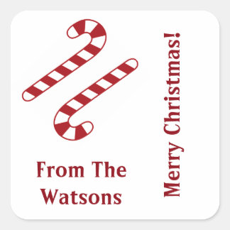 Pegatina Cuadrada Candy Canes Christmas Stickers