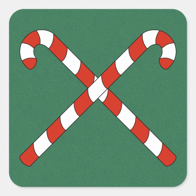 Pegatina Cuadrada Candy Canes Crossed (Anverso)