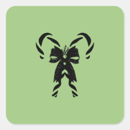 Pegatina Cuadrada Candy Canes with Pine Needles & Bow