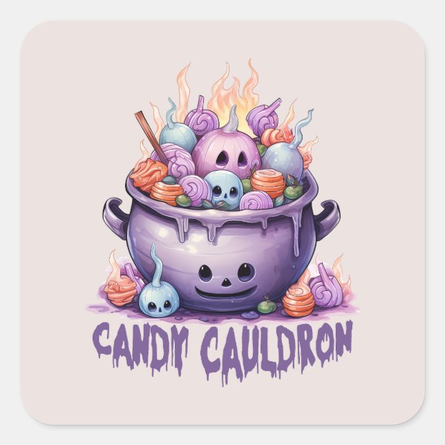 Pegatina Cuadrada Candy Cauldron (Anverso)