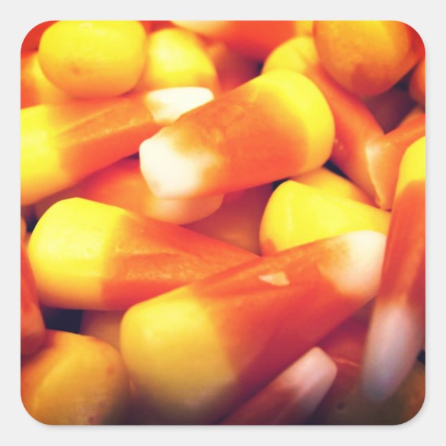 Pegatina Cuadrada Candy Corn (Anverso)