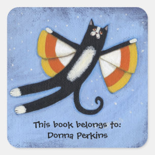 Pegatina Cuadrada Candy Corn Cat Angel