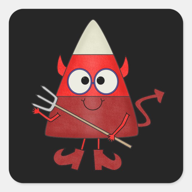 Pegatina Cuadrada Candy Corn Devil Halloween (Anverso)
