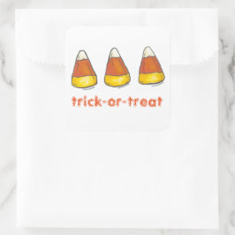Pegatina Cuadrada Candy Corn Halloween Trick-or-Treat Candies