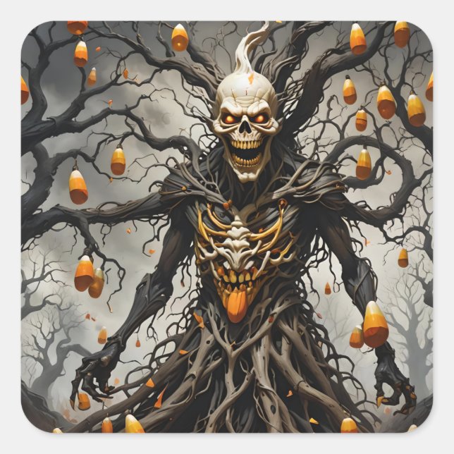 Pegatina Cuadrada Candy Corn Man (Anverso)