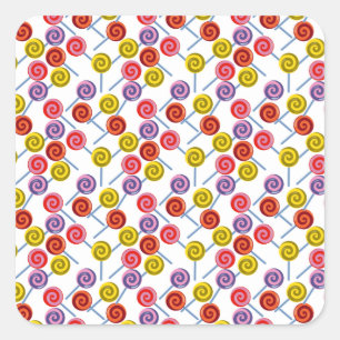Pegatina Cuadrada Candy pattern Lollies pattern lollipop 2