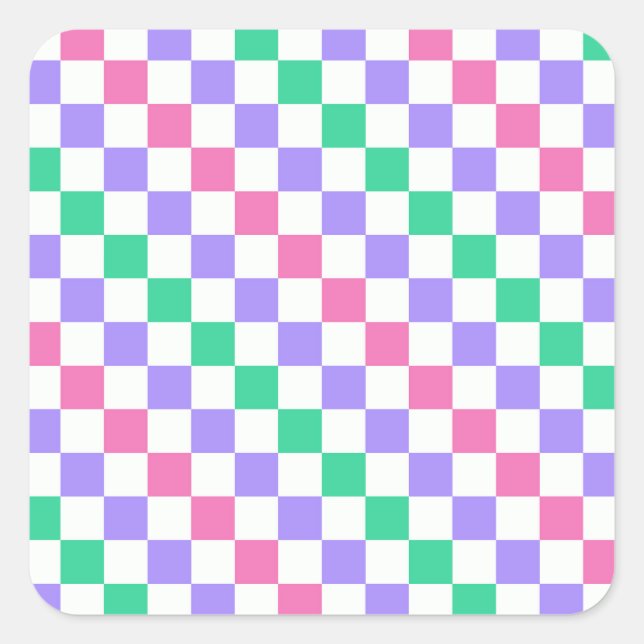 Pegatina Cuadrada Candy shop diagonal checkerboard pattern (Anverso)