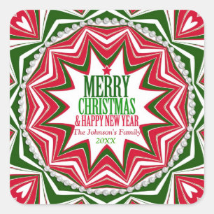 Pegatina Cuadrada Candy Starburst Keepsake Navidades Fiesta Plate