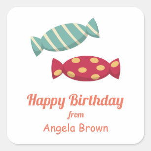 Pegatina Cuadrada Candy/Toffee Birthday Goodies