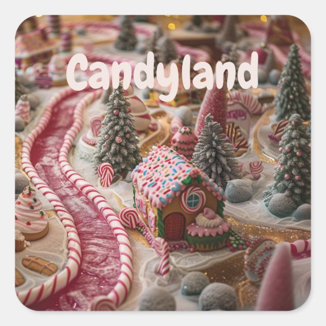 Pegatina Cuadrada Candyland (Anverso)