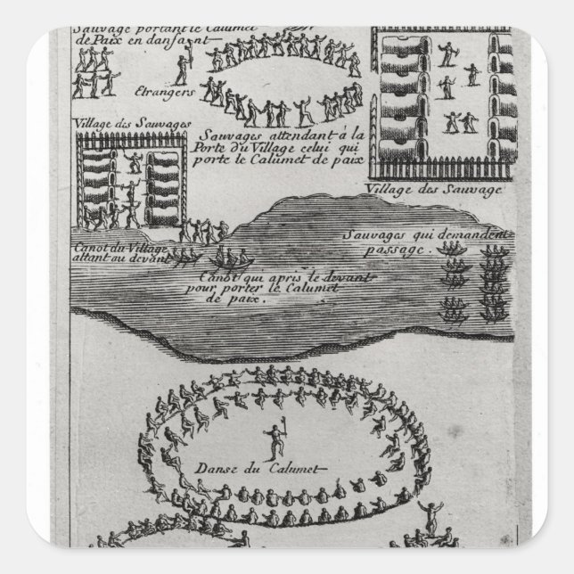 Pegatina Cuadrada Cañería de paz de los iroqueses (Anverso)