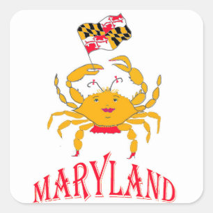 Pegatina Cuadrada Cangrejo feliz en Maryland