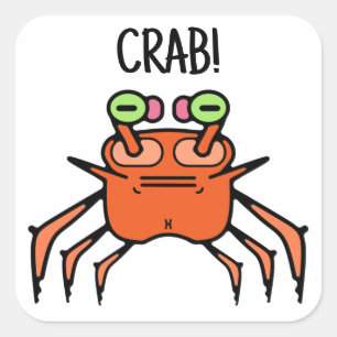 Pegatina Cuadrada Cangrejo gruñón divertido Sticker