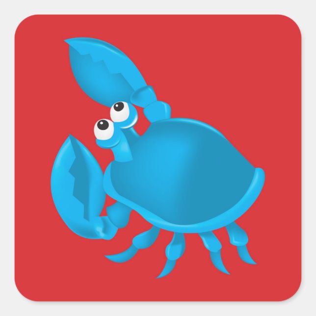 Pegatina Cuadrada cangrejo personalizado (Anverso)