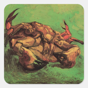 Pegatina Cuadrada Cangrejo sobre su espalda por Vincent van Gogh