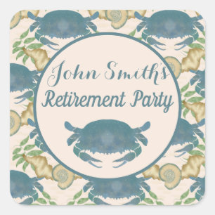 Pegatina Cuadrada Cangrejos de color azul cangrejo, jubilación