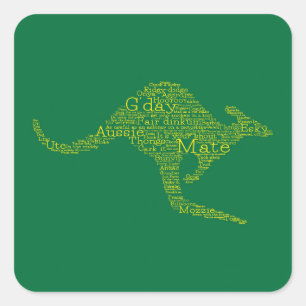 Pegatina Cuadrada Canguro hecho de jerga australiana