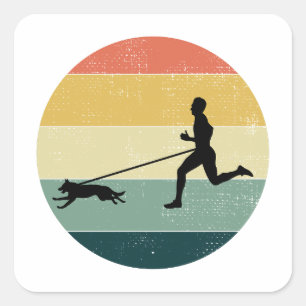 Pegatina Cuadrada Canicross Trail Runner Dog Sport