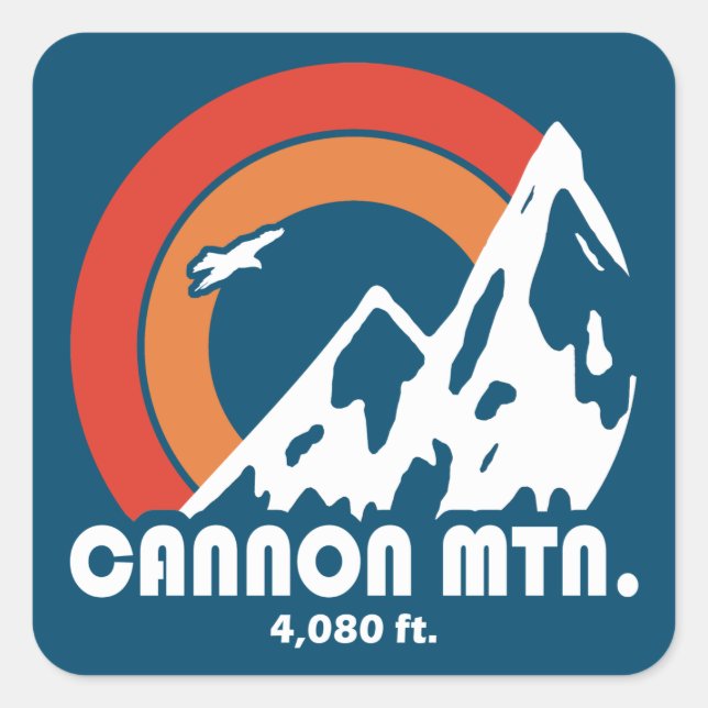 Pegatina Cuadrada Cannon Mountain New Hampshire Sun Eagle (Anverso)