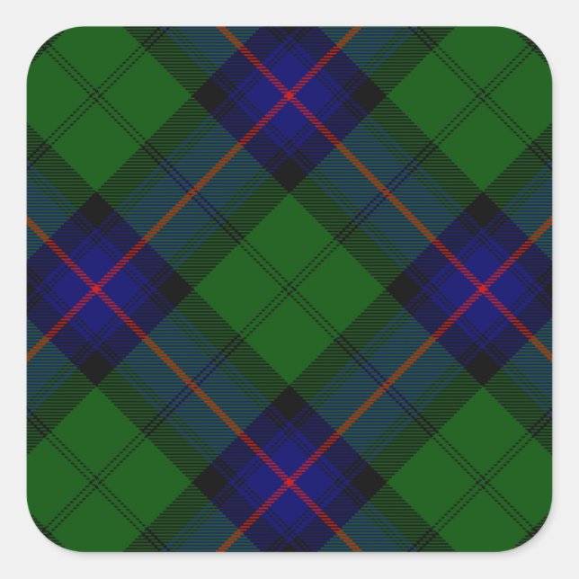 Pegatina Cuadrada Cañón armenio tartan azul (Anverso)
